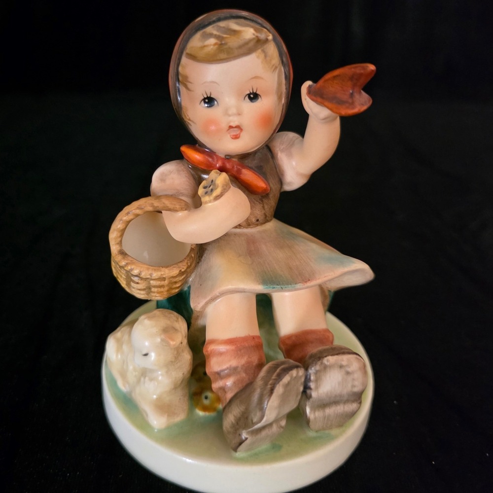Goebel Hummel Farewell 65/I TMK-3 Small Bee W. Germany Girl Lamb 1960s